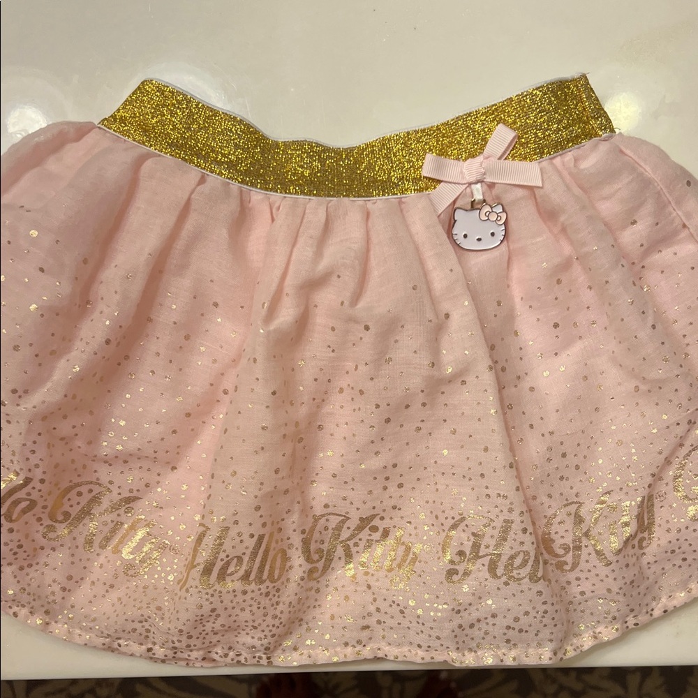 Hello Kitty Glittery Pink Skirt with Gold Waistband